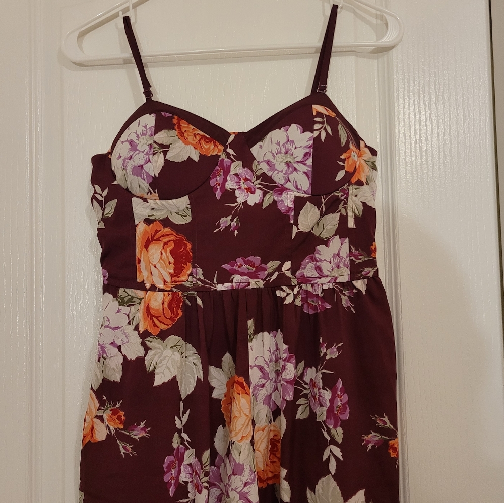 Band of Gypsies Floral Burgundy Jumpsuit sz M